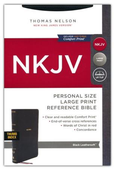 Picture of NKJV LARGE PRINT REFERENCE BIBLE BLACK LEATHER INDEXED